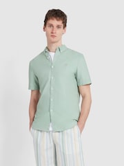Farah Green Brewer Short Sleeve 100% Cotton Shirt in Grove - Image 1 of 5