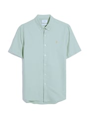 Farah Green Brewer Short Sleeve 100% Cotton Shirt in Grove - Image 5 of 5