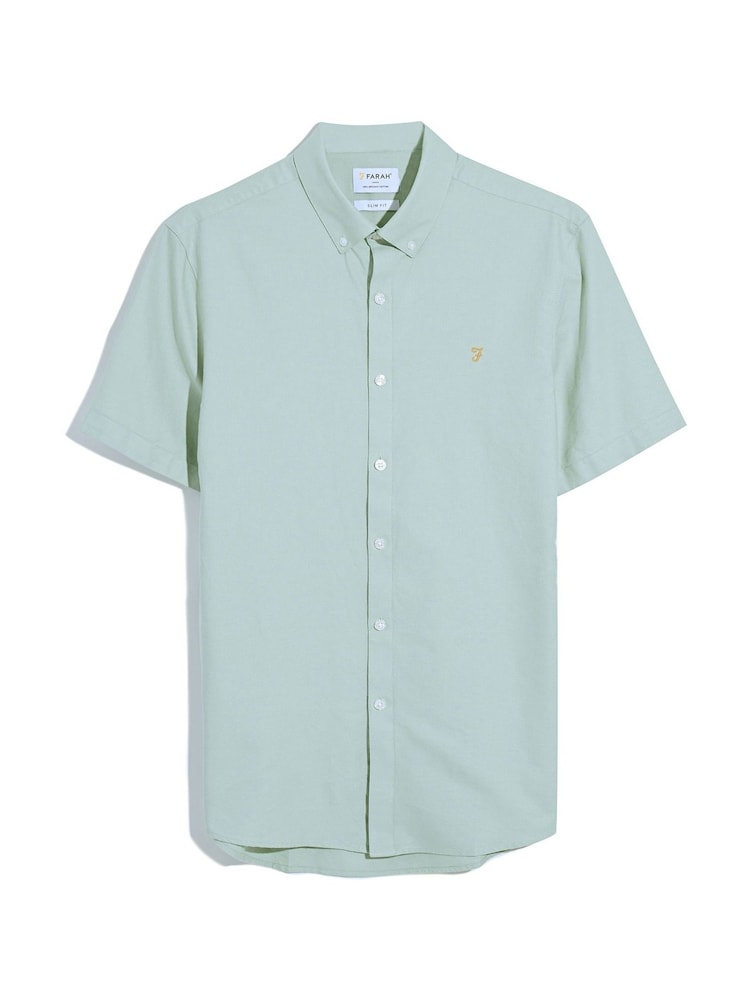 Farah Green Brewer Short Sleeve 100% Cotton Shirt in Grove - Image 5 of 5