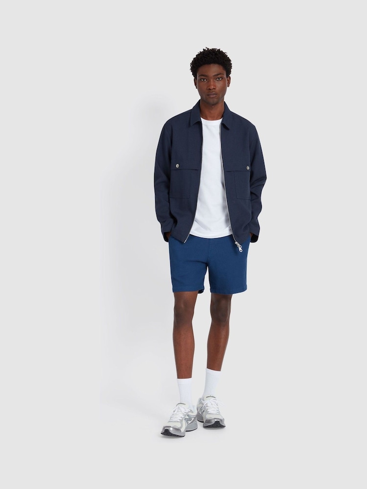 Farah Blue 100% Cotton Redwald Waffle Shorts in Cold Metal - Image 2 of 5