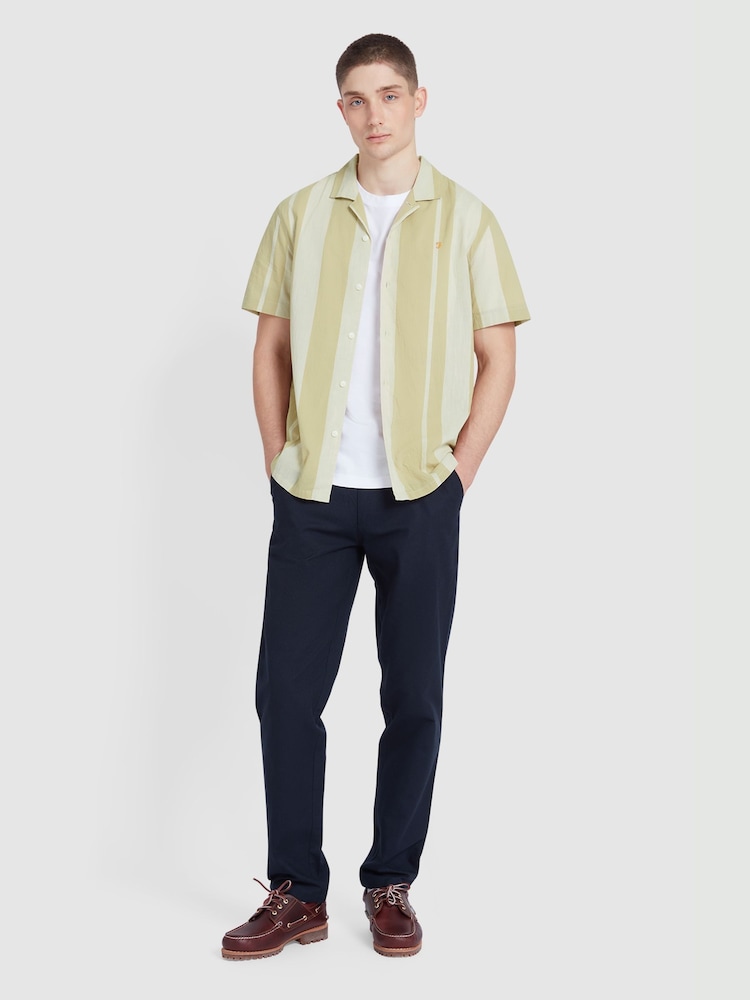 Farah Alston Striped Short Sleeve 100% Cotton Brown Shirt - Image 2 of 5