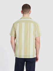Farah Alston Striped Short Sleeve 100% Cotton Brown Shirt - Image 3 of 5