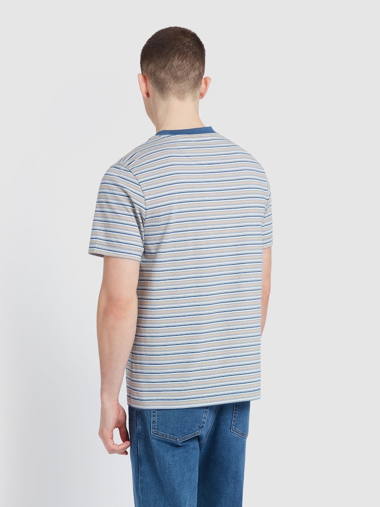 Farah Blue 100% Cotton Danny Striped Short Sleeve T-Shirt - Image 3 of 5