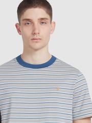 Farah Blue 100% Cotton Danny Striped Short Sleeve T-Shirt - Image 4 of 5