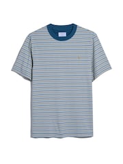 Farah Blue 100% Cotton Danny Striped Short Sleeve T-Shirt - Image 5 of 5