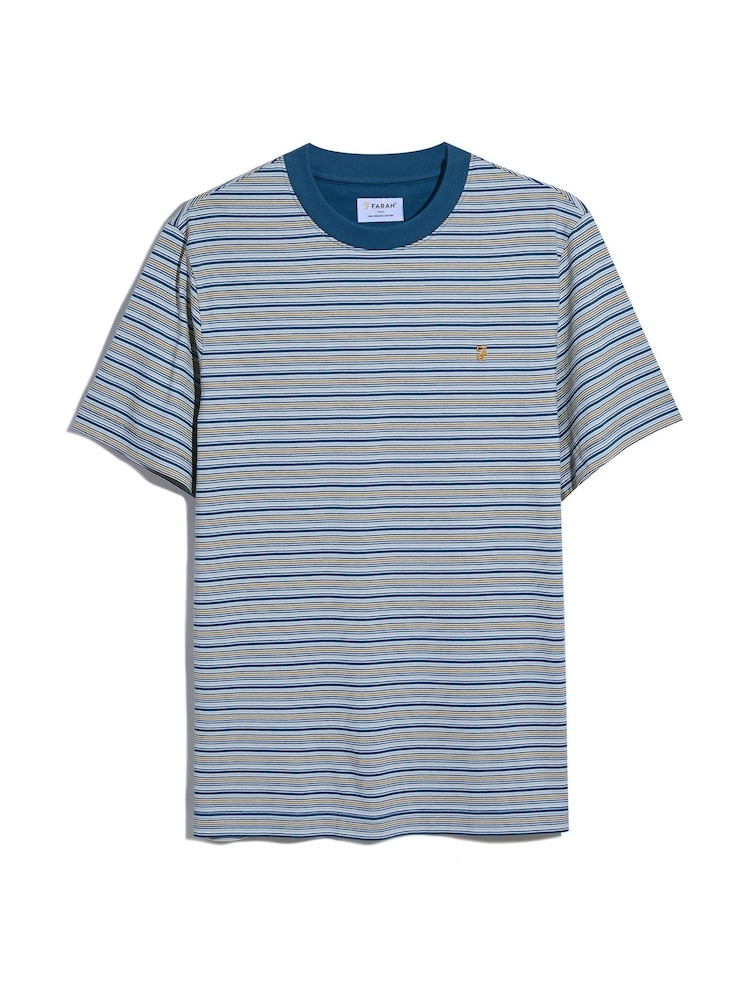 Farah Blue 100% Cotton Danny Striped Short Sleeve T-Shirt - Image 5 of 5