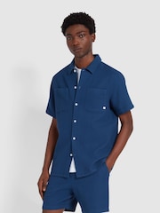Farah Blue 100% Cotton Judson Short Sleeve Shirt - Image 1 of 5