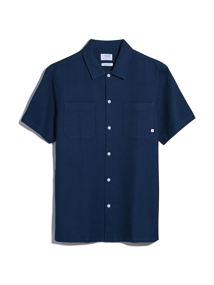 Farah Blue 100% Cotton Judson Short Sleeve Shirt - Image 5 of 5