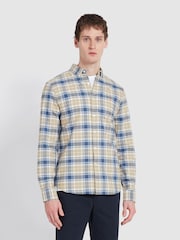 Farah Brewer Check Long Sleeve Brown 100% Cotton Shirt in Hazelnut - Image 1 of 5
