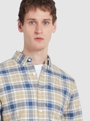 Farah Brewer Check Long Sleeve Brown 100% Cotton Shirt in Hazelnut - Image 4 of 5