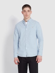 Farah Steen Long Sleeve 100% Cotton Shirt in Hazelnut Marl - Image 1 of 5