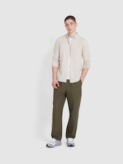 Farah Steen Long Sleeve 100% Cotton Shirt in Hazelnut Marl - Image 2 of 5