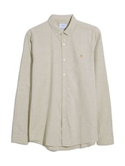 Farah Steen Long Sleeve 100% Cotton Shirt in Hazelnut Marl - Image 5 of 5