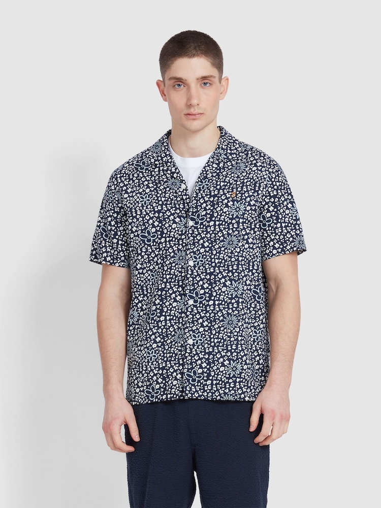 Farah Blue Landon Short Sleeve Print Shirt - Image 1 of 5
