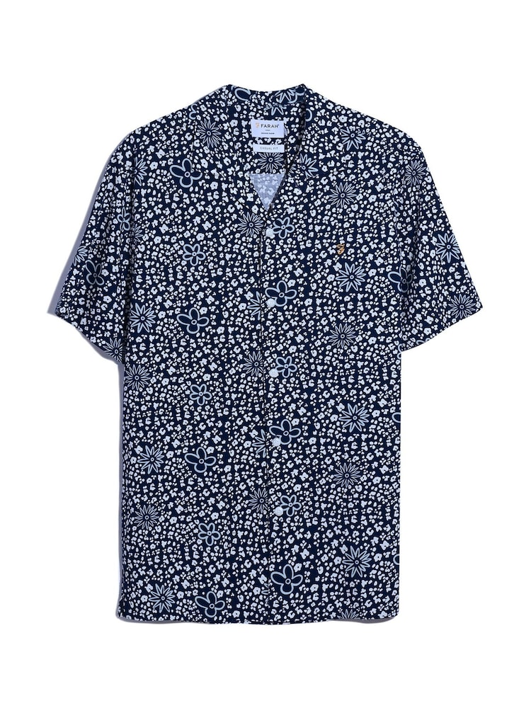 Farah Blue Landon Short Sleeve Print Shirt - Image 5 of 5
