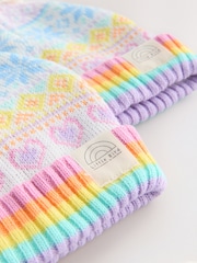 Little Bird by Jools Oliver Pastel Rainbow Fairisle Hat With Mittens Or Gloves Set - Image 4 of 5