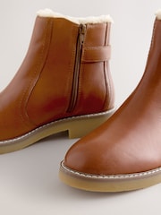 rumenorjava; poltna rjava Usnje - Forever Comfort® Faux Fur Lined Buckle Trim Ankle Boots - Slika 10 iz 11