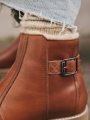 rumenorjava; poltna rjava Usnje - Forever Comfort® Faux Fur Lined Buckle Trim Ankle Boots - Slika 7 iz 11