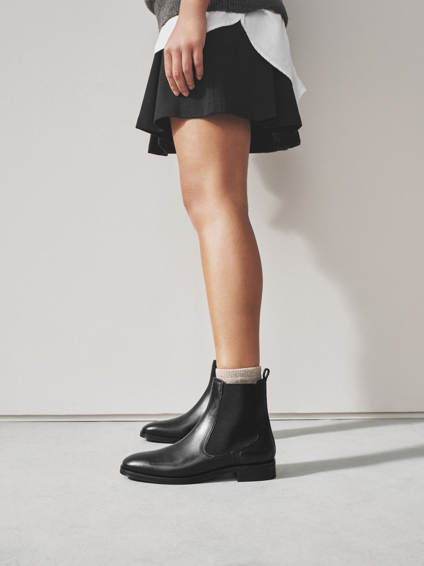 Buy Black Leather Standard/Wide Fit Forever Comfort® Chelsea Ankle