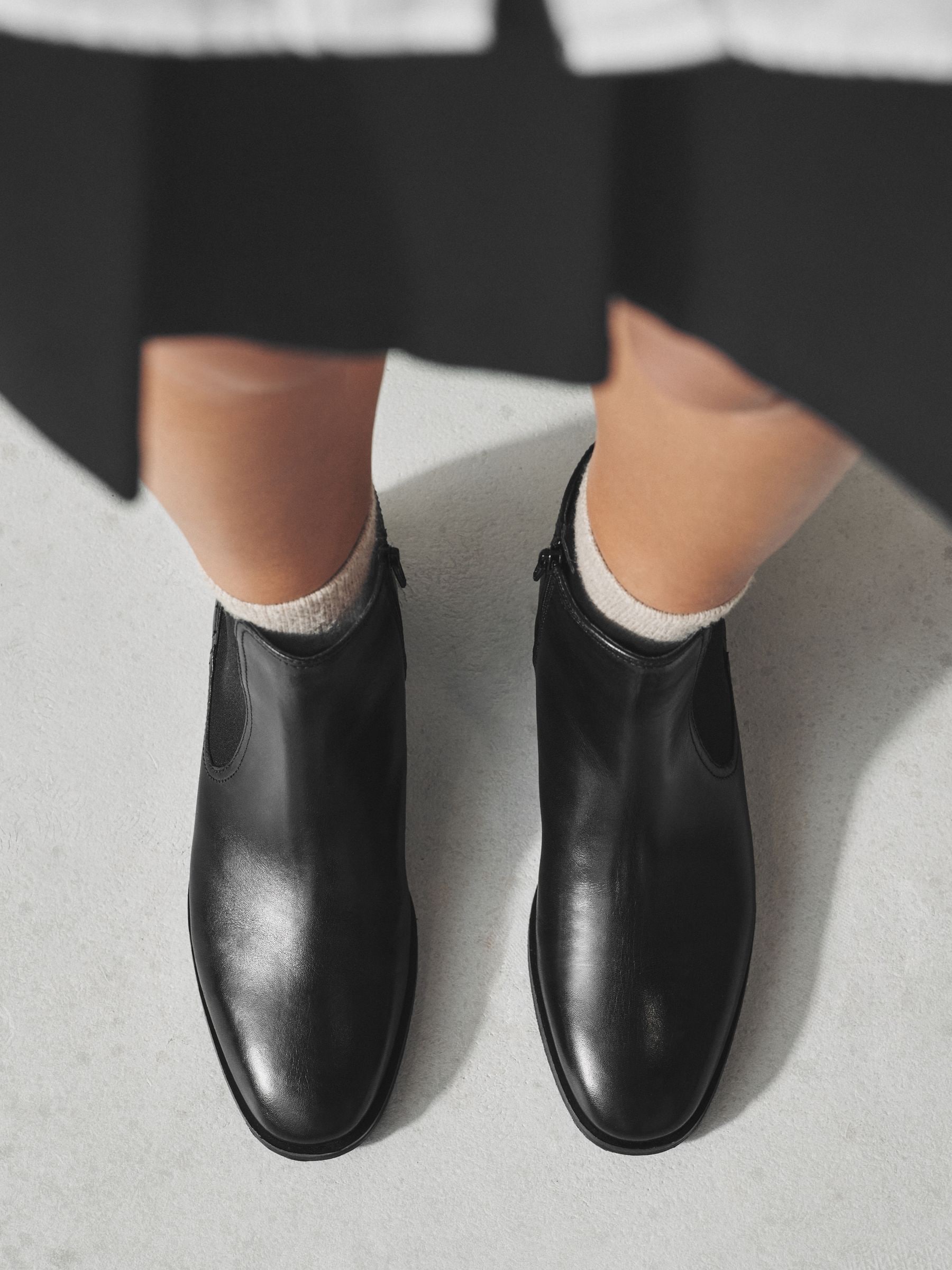 Buy Black Leather Standard/Wide Fit Forever Comfort® Chelsea Ankle