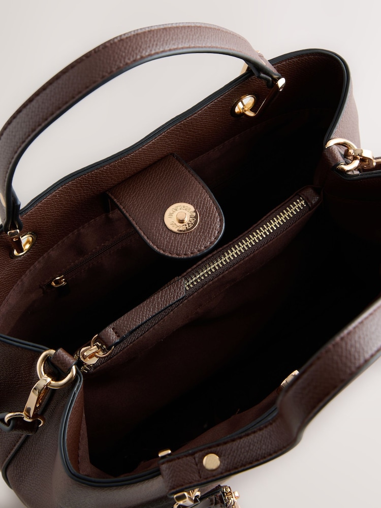 Chocolate Brown Structured Tote Bag with Detachable Purse - Image 12 of 12 Chocolate Brown Structured Tote Bag with Detachable Purse - Image 12 of 12