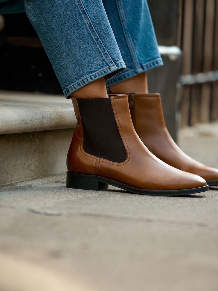 Buy Tan Brown Leather Standard/Wide Fit Forever Comfort® Chelsea