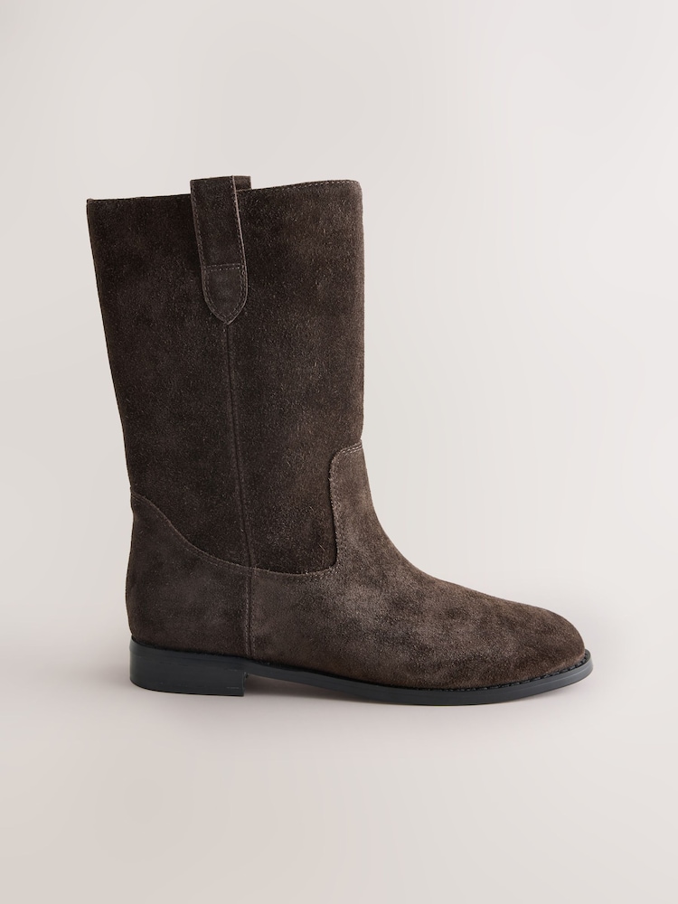 Chocolate Brown Suede Forever Comfort® Midi Pull On Boots - Image 1 of 5