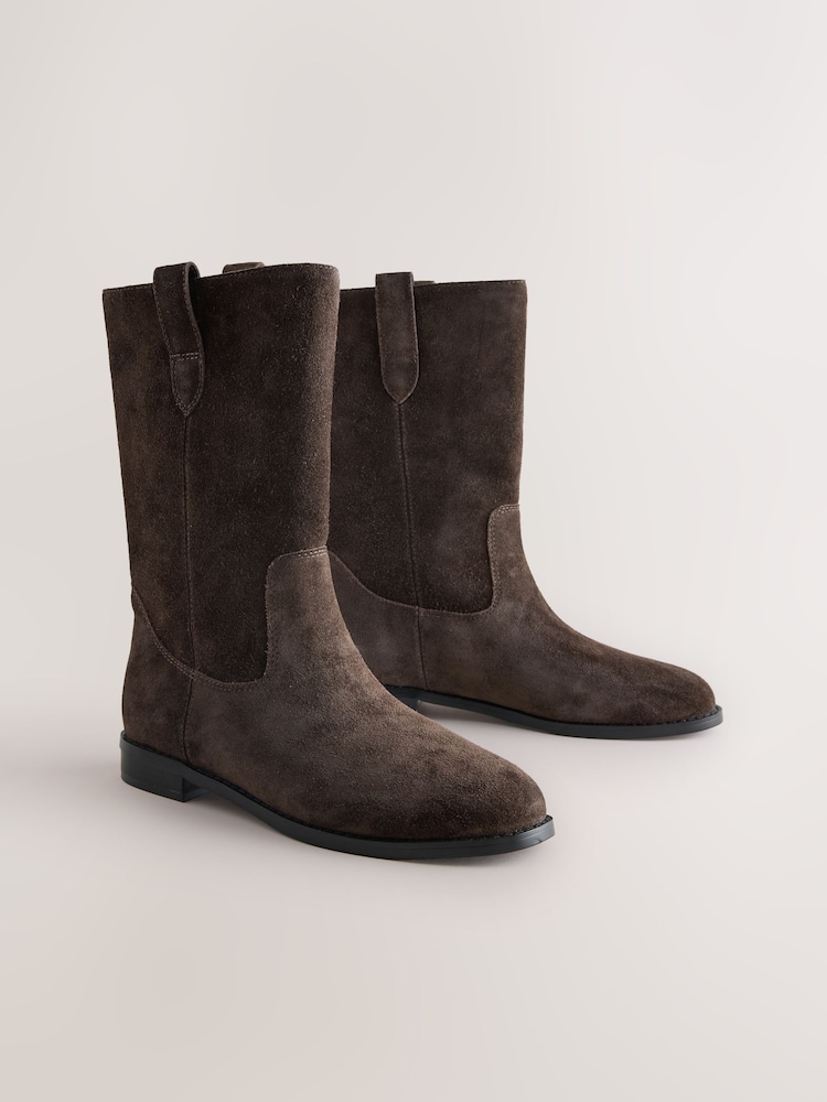 Chocolate Brown Suede Forever Comfort® Midi Pull On Boots - Image 2 of 5