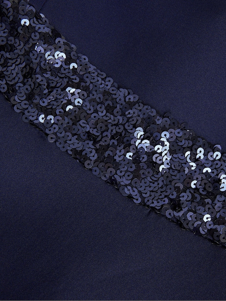 Monsoon Blue Strappy Sequin High Low Prom Dress - Image 4 of 4