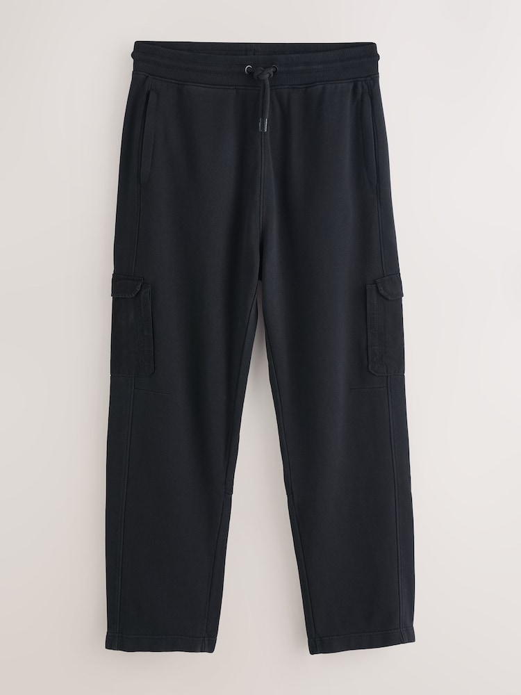 Black Relaxed Fit Garment Wash Utility Style Joggers - Image 1 of 4 Black Relaxed Fit Garment Wash Utility Style Joggers - Image 1 of 4