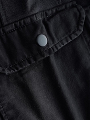 Black Relaxed Fit Garment Wash Utility Style Joggers - Image 4 of 4