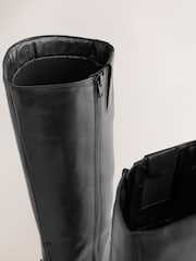 Black Leather Standard/Wide Fit Forever Comfort® Knee High Flat Rider Boots - Image 3 of 5