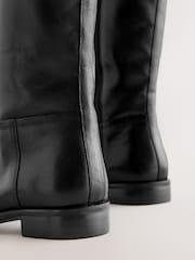 Black Leather Standard/Wide Fit Forever Comfort® Knee High Flat Rider Boots - Image 4 of 5