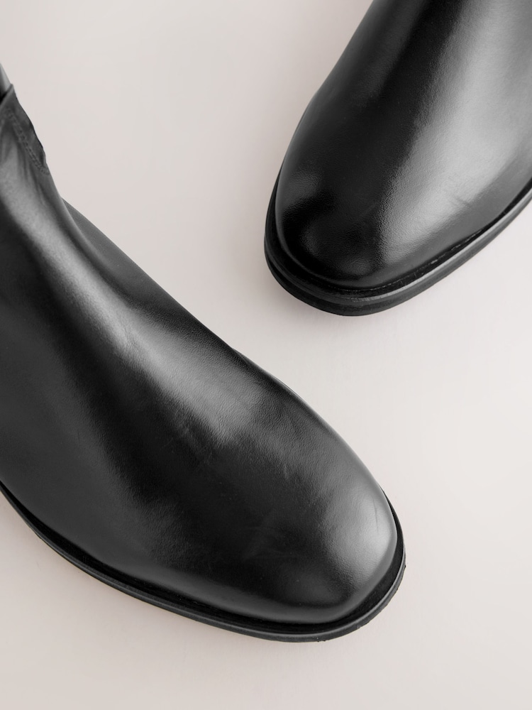 Black Leather Standard/Wide Fit Forever Comfort® Knee High Flat Rider Boots - Image 5 of 5