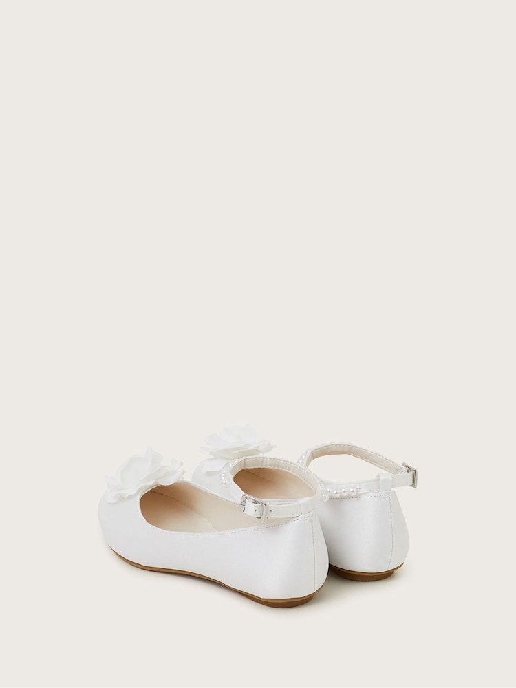 Monsoon Natural Flower Pearl Strap Ballet Flats - Image 3 of 3
