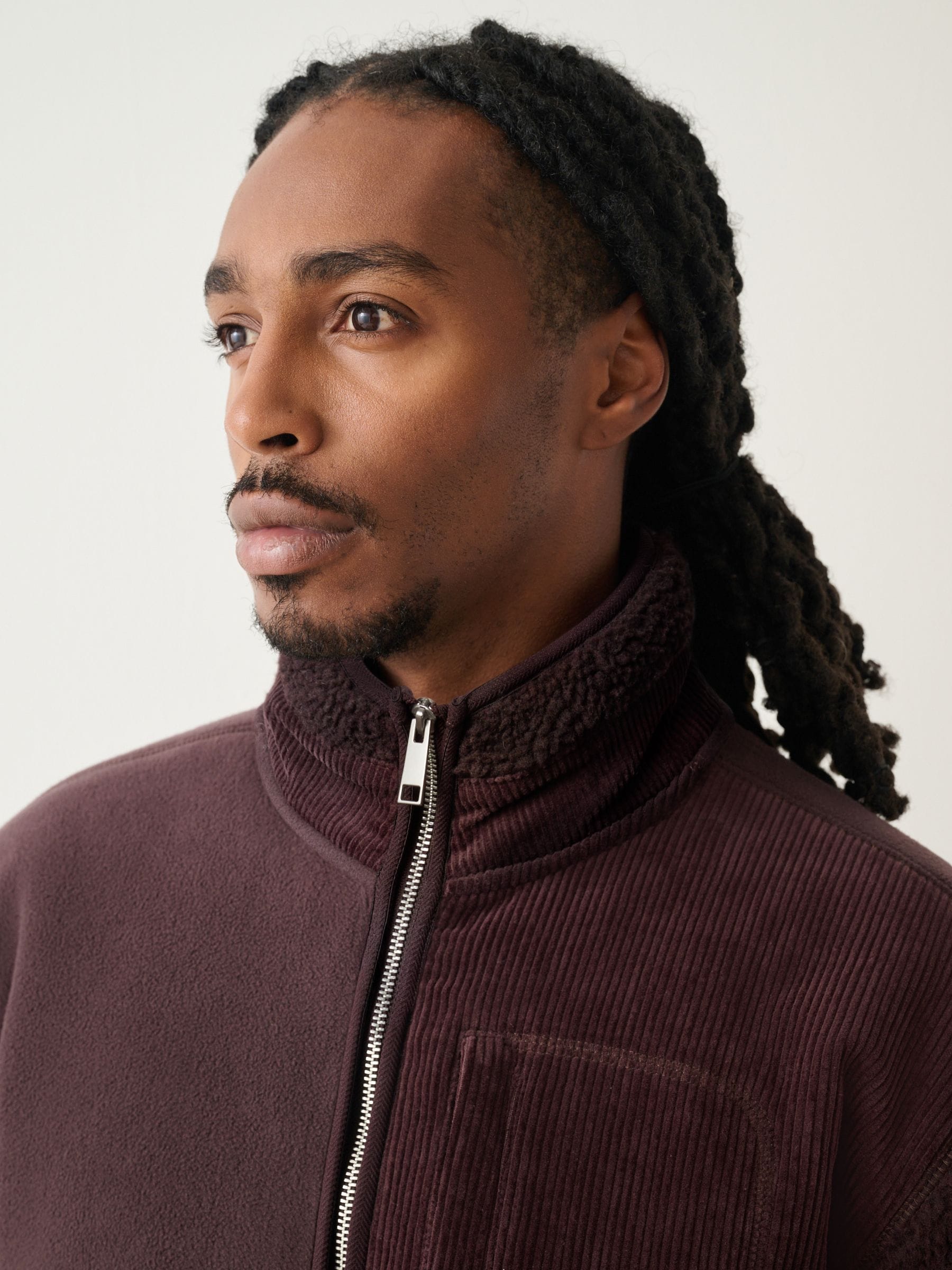 Buy Plum Purple Cord Block Zip Through Funnel Fleece from Next USA