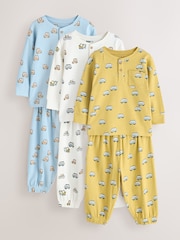 Blå/Ecru/Oker Mini Transport - Ribbet pysjamas 3 pakke (9mnd–12år) - Bilde 1 av 7