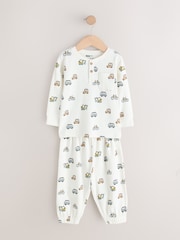 Blå/Ecru/Oker Mini Transport - Ribbet pysjamas 3 pakke (9mnd–12år) - Bilde 3 av 7