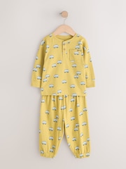 Blå/Ecru/Oker Mini Transport - Ribbet pysjamas 3 pakke (9mnd–12år) - Bilde 4 av 7