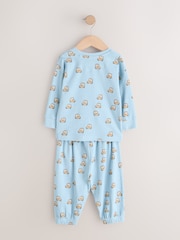 Blå/Ecru/Oker Mini Transport - Ribbet pysjamas 3 pakke (9mnd–12år) - Bilde 5 av 7