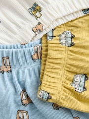 Blå/Ecru/Oker Mini Transport - Ribbet pysjamas 3 pakke (9mnd–12år) - Bilde 6 av 7