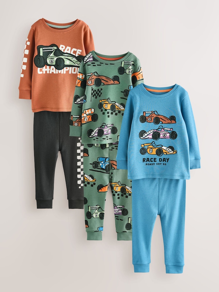 Blue/Green Snuggle Pyjamas 3 Pack (9mths-10yrs) - Image 1 of 7