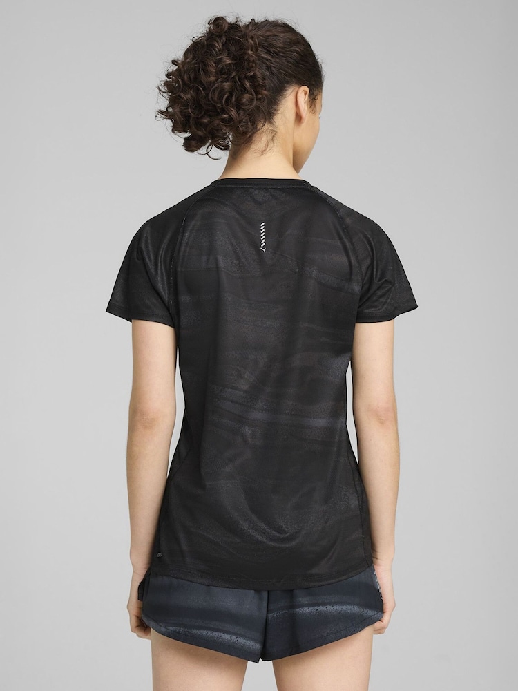 Negro - Puma Womens Velocity All Over Print Running T-Shirt - Imagen 2 de 4