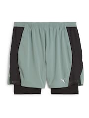 Puma Green Mens Velocity 2-in-1 Running Shorts - Image 1 of 2