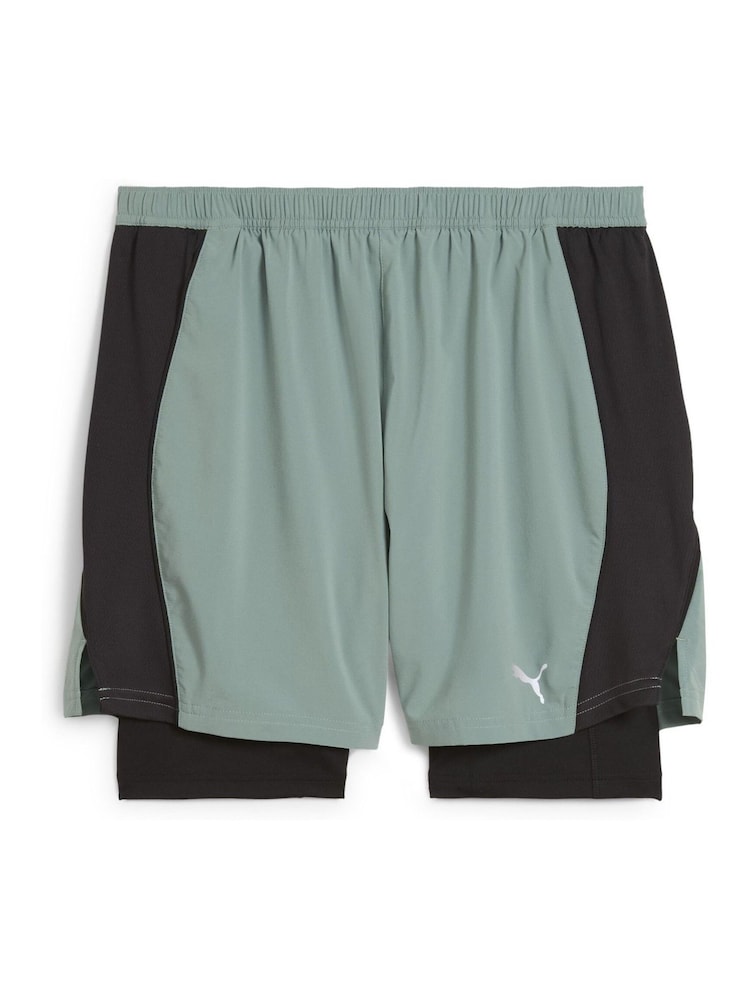 Puma Green Mens Velocity 2-in-1 Running Shorts - Image 1 of 2
