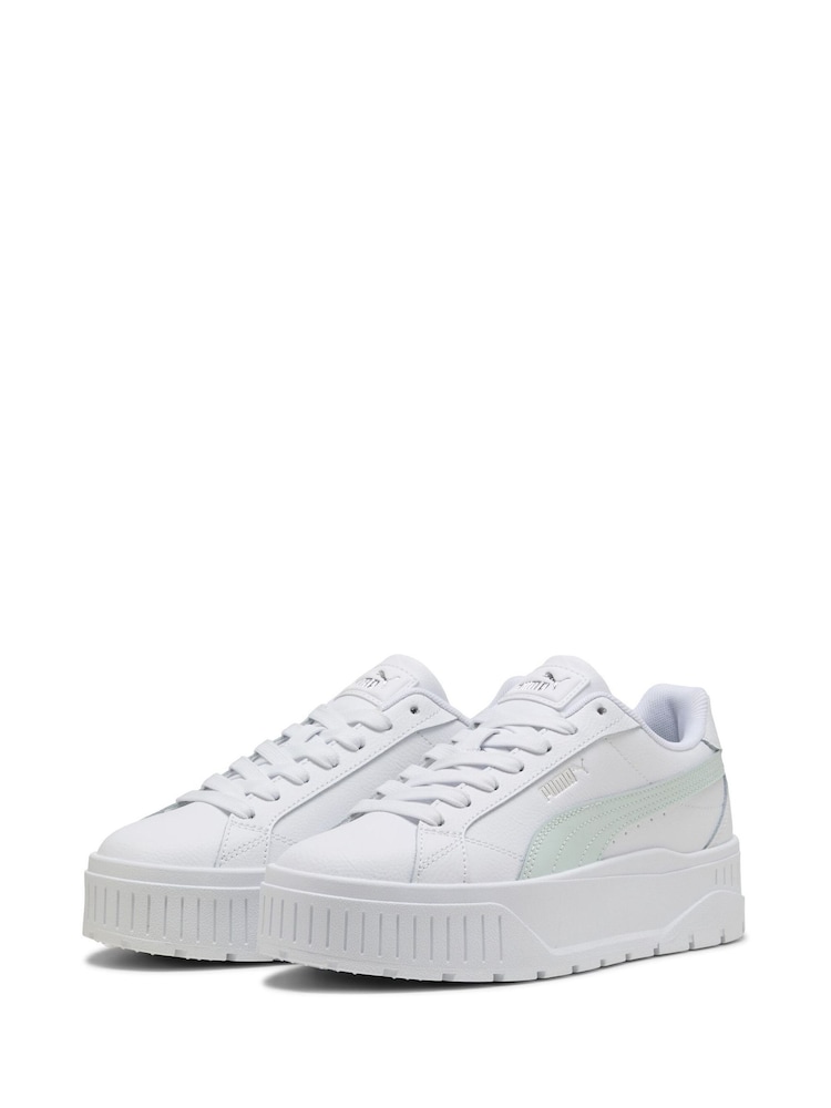 Puma Off White Womens Kar II Leather Trainers - Image 3 of 6