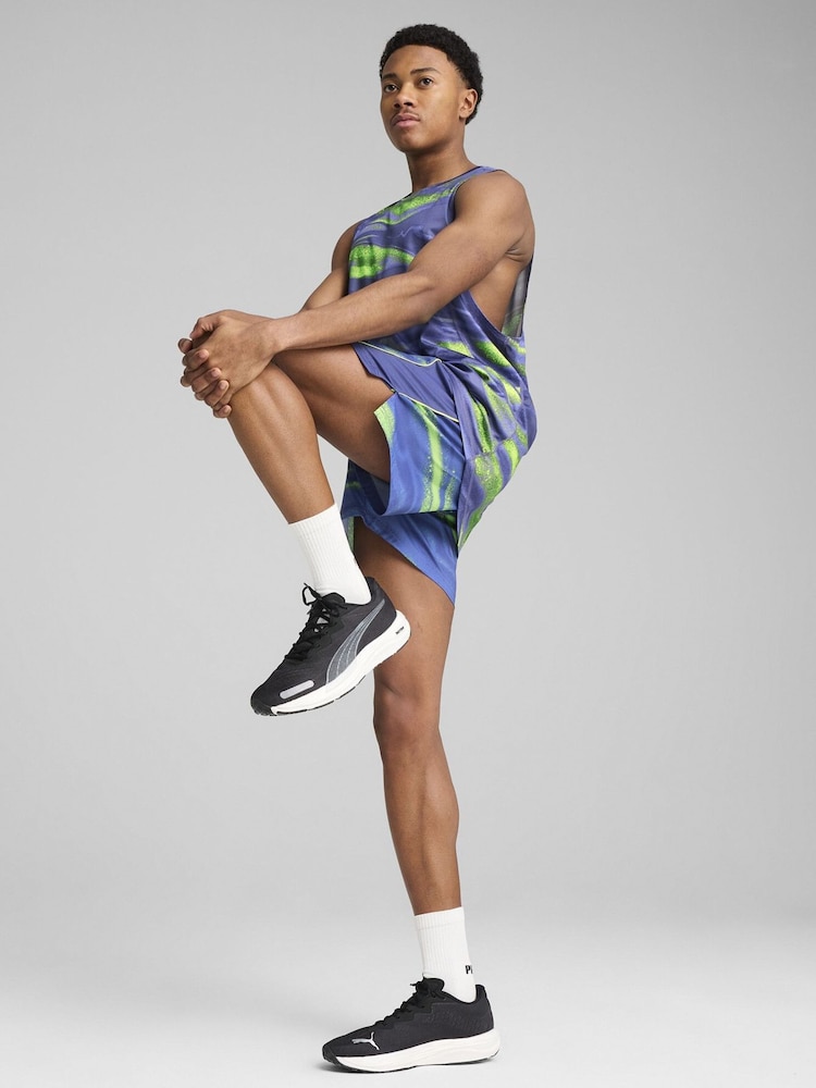 Puma Blue Mens VELOCITY All-Over Print Polyblend Tank Top - Image 1 of 4
