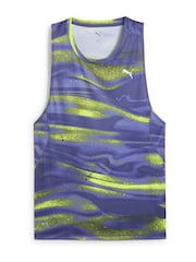 Puma Blue Mens VELOCITY All-Over Print Polyblend Tank Top - Image 4 of 4