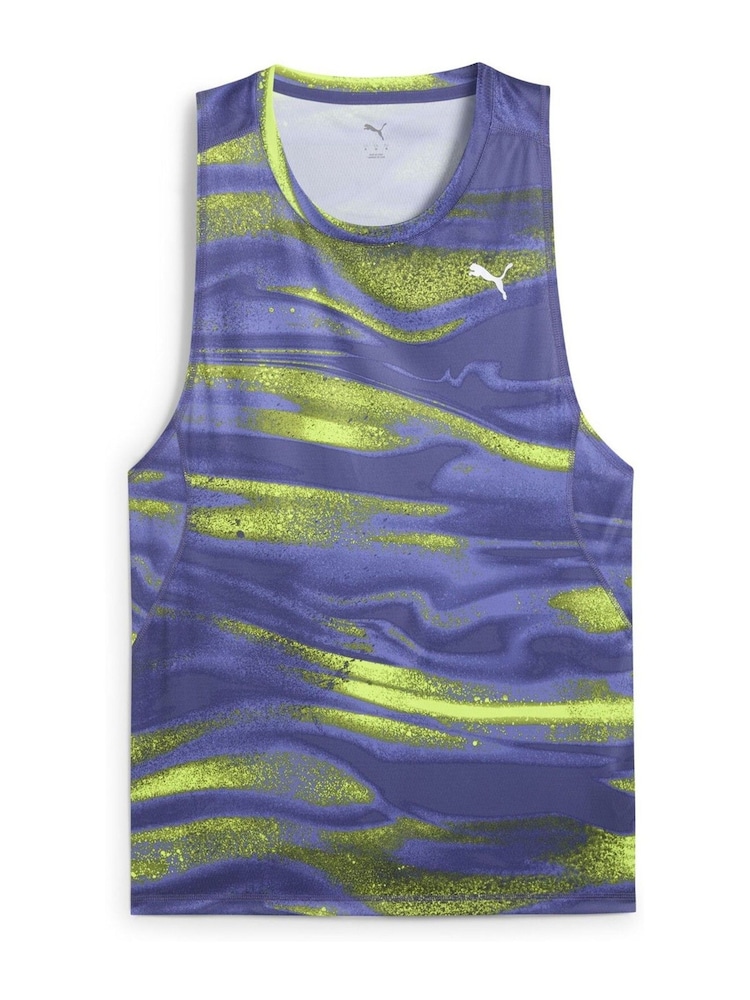 Puma Blue Mens VELOCITY All-Over Print Polyblend Tank Top - Image 4 of 4