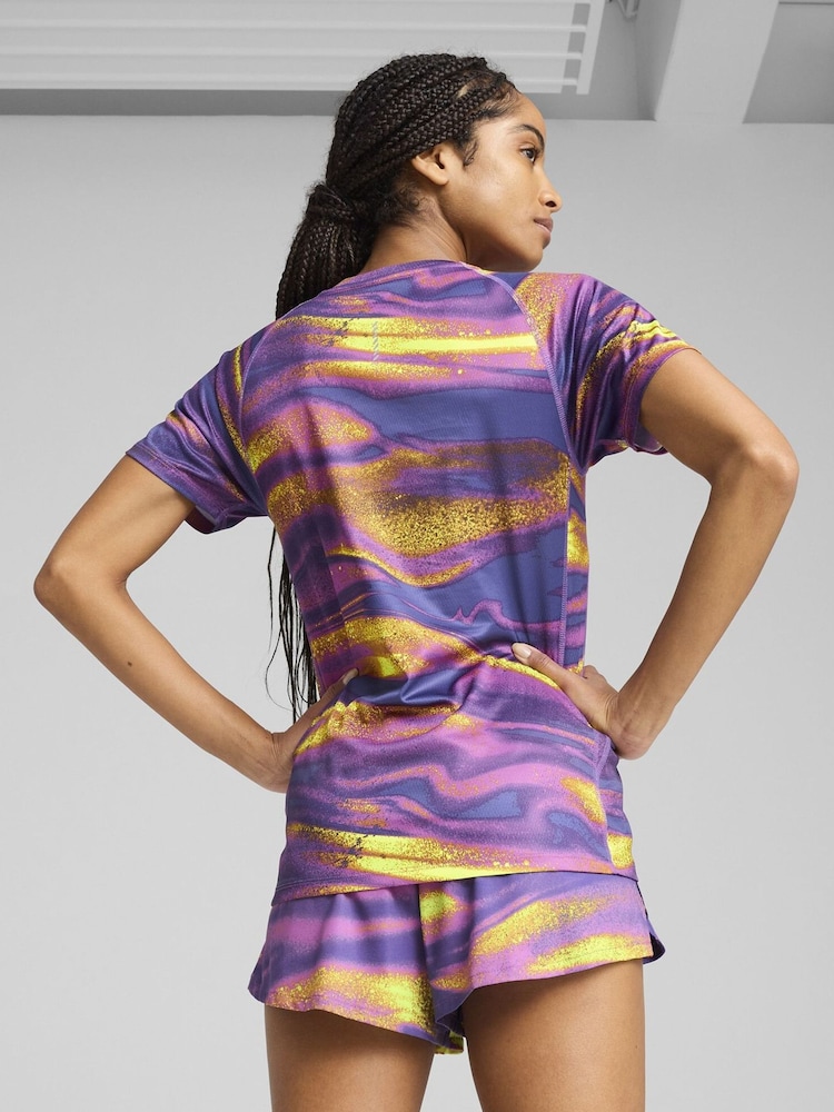 Morado - Puma Womens Velocity All Over Print Running T-Shirt - Imagen 2 de 4